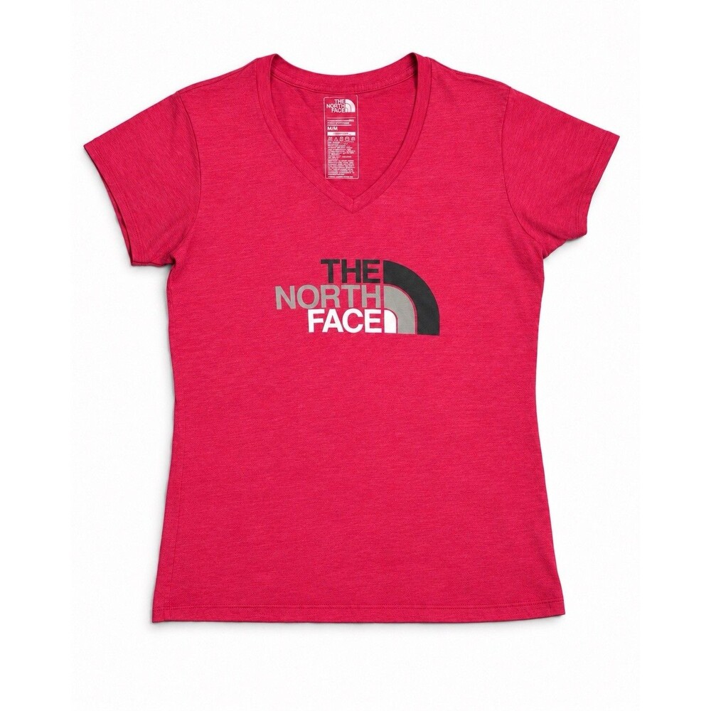 The North Face Women’s V-Neck Logo T-Shirt Pink Short Sleeve Size M